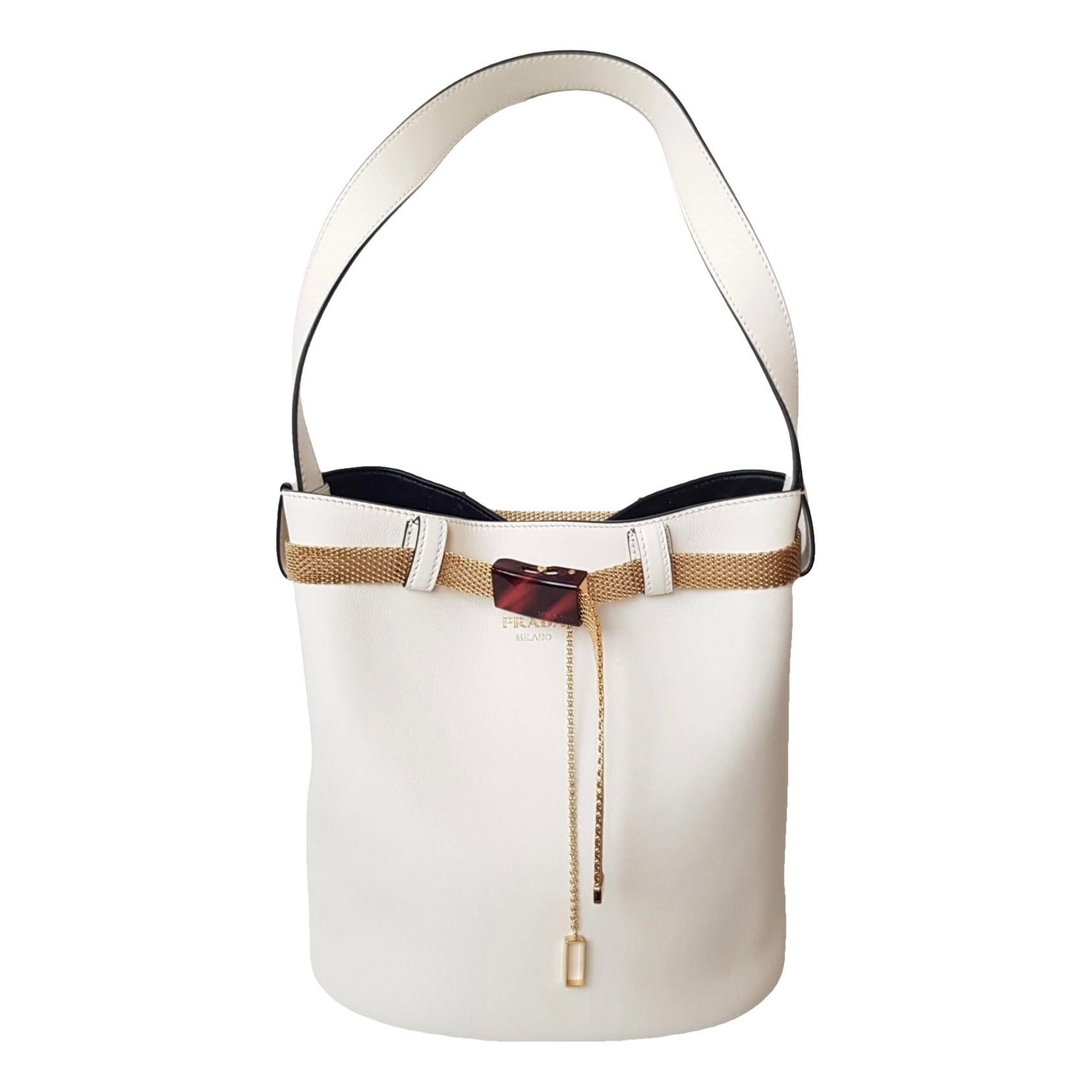 Buckle leather handbag