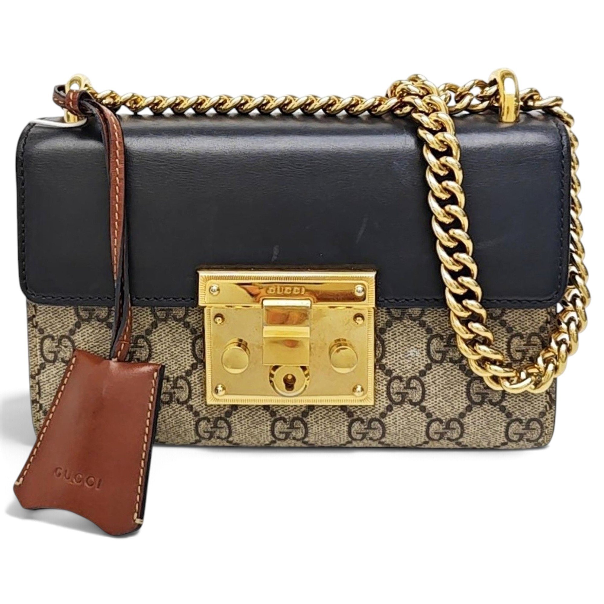 Padlock leather handbag