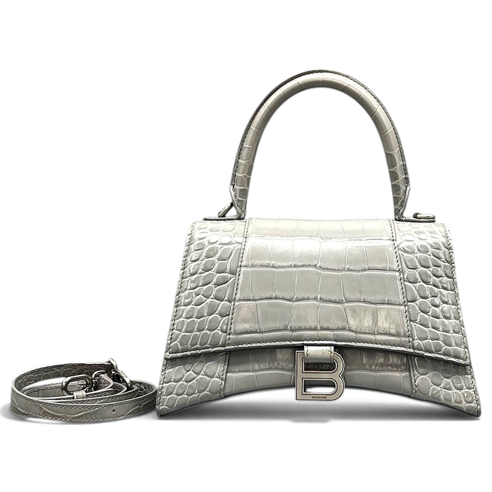 Hourglass leather handbag