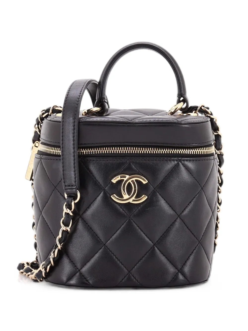 Trendy CC Top Handle Vanity Case Quilted Lambskin Small shoulder bag