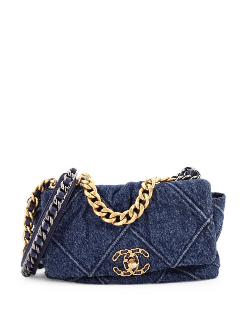 19 Flap Bag Quilted Denim Medium shoulder bag