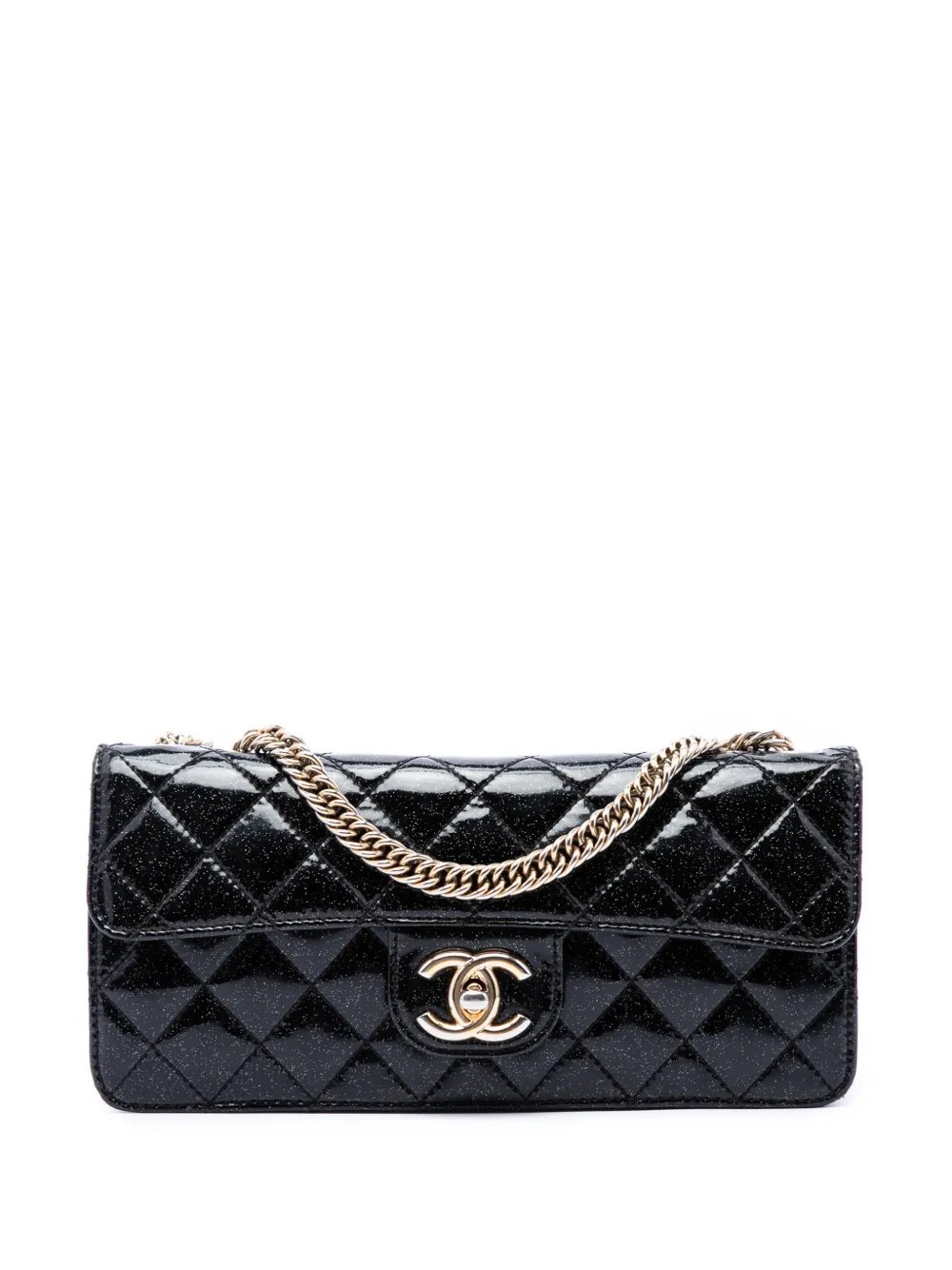 2008-2009 Quilted Patent Glitter Evening Star East West Flap shoulder bag