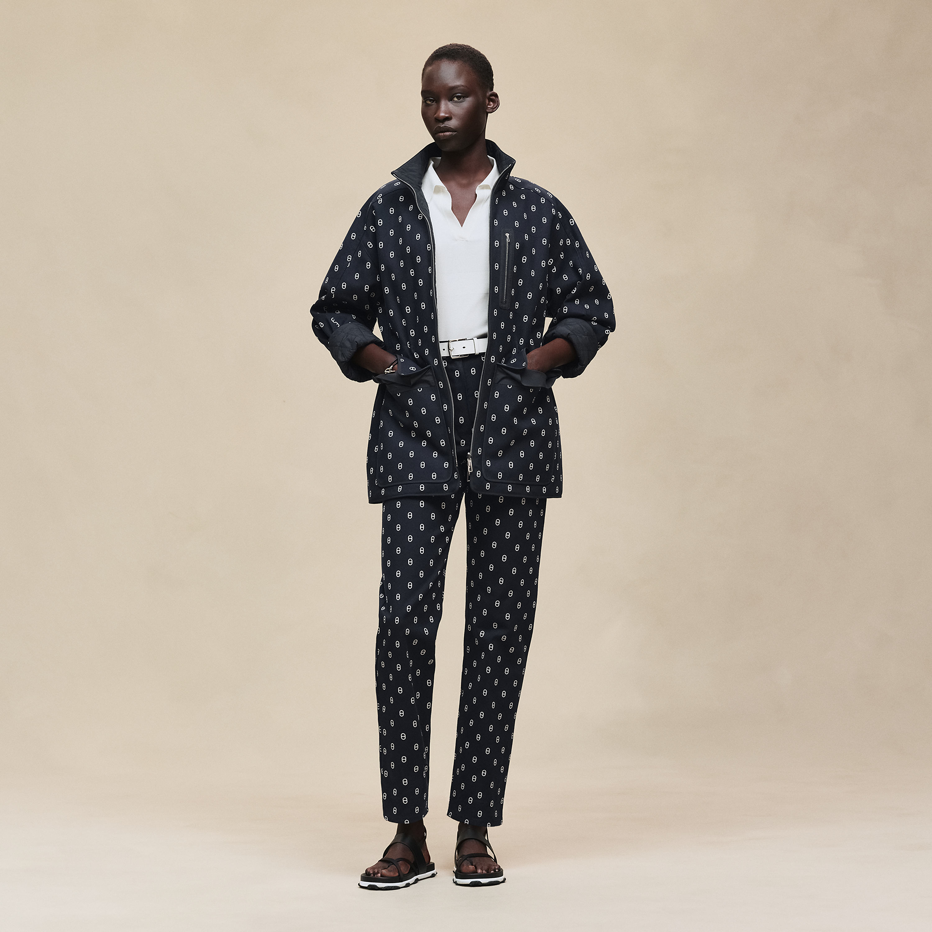 Manteau court réversible imprimé « Chaîne d'Ancre »
