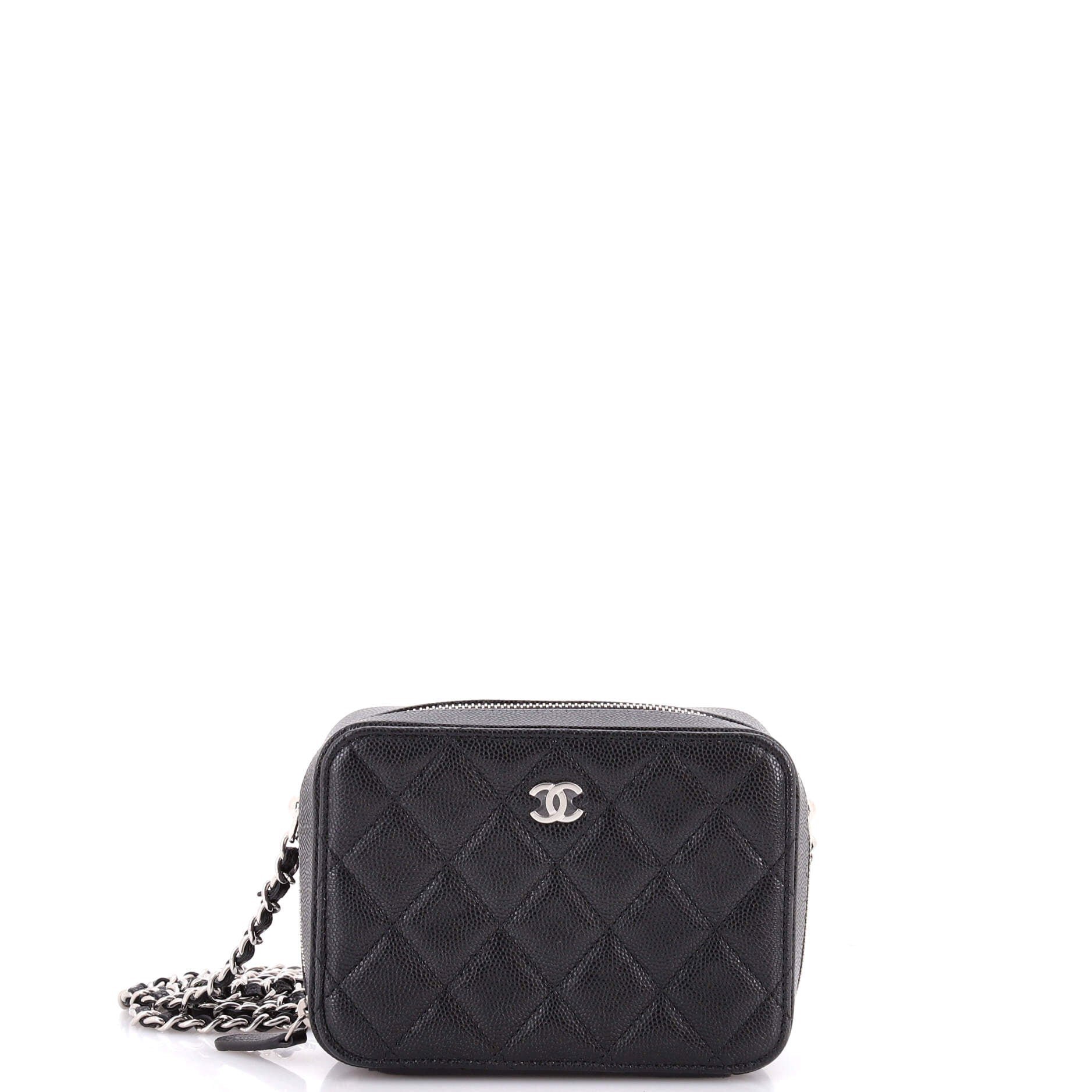 Square CC Chain Camera Bag Quilted Caviar Mini