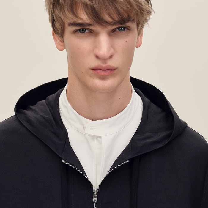 Noir Zipped Hooded Jacket