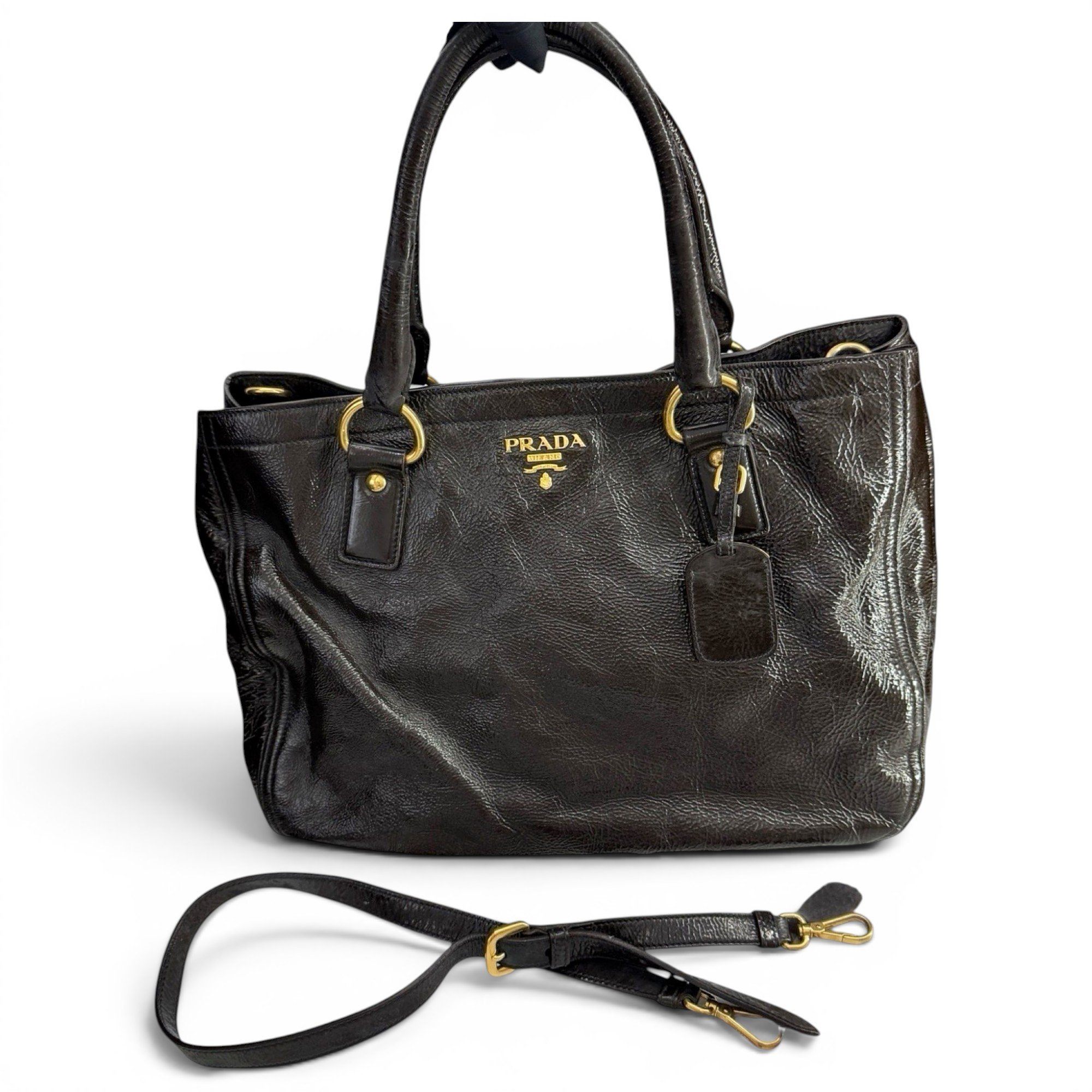 Patent leather handbag