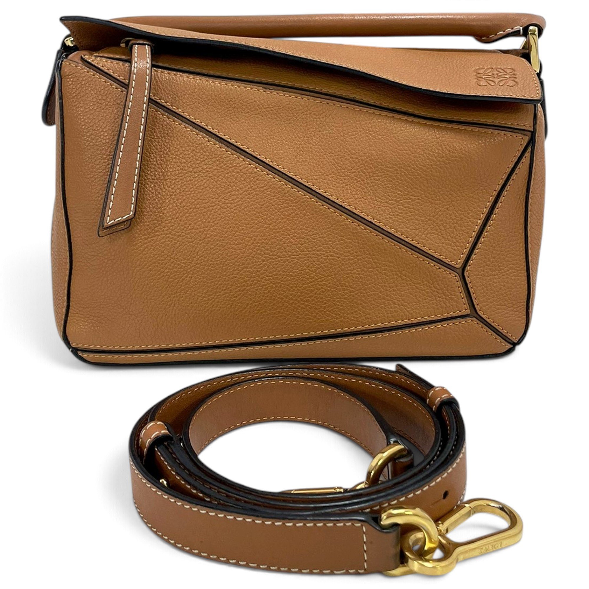 Puzzle leather handbag