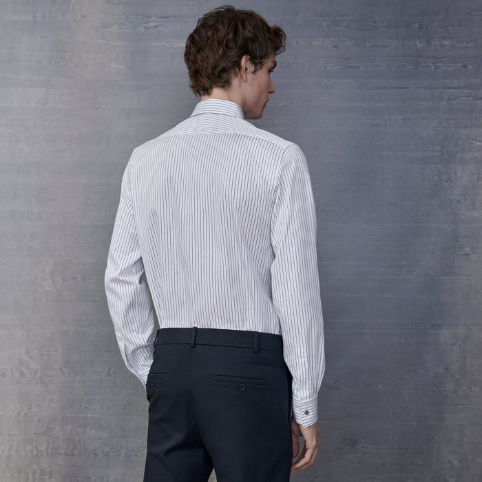 Bleu Fitted Shirt With Faubourg Collar