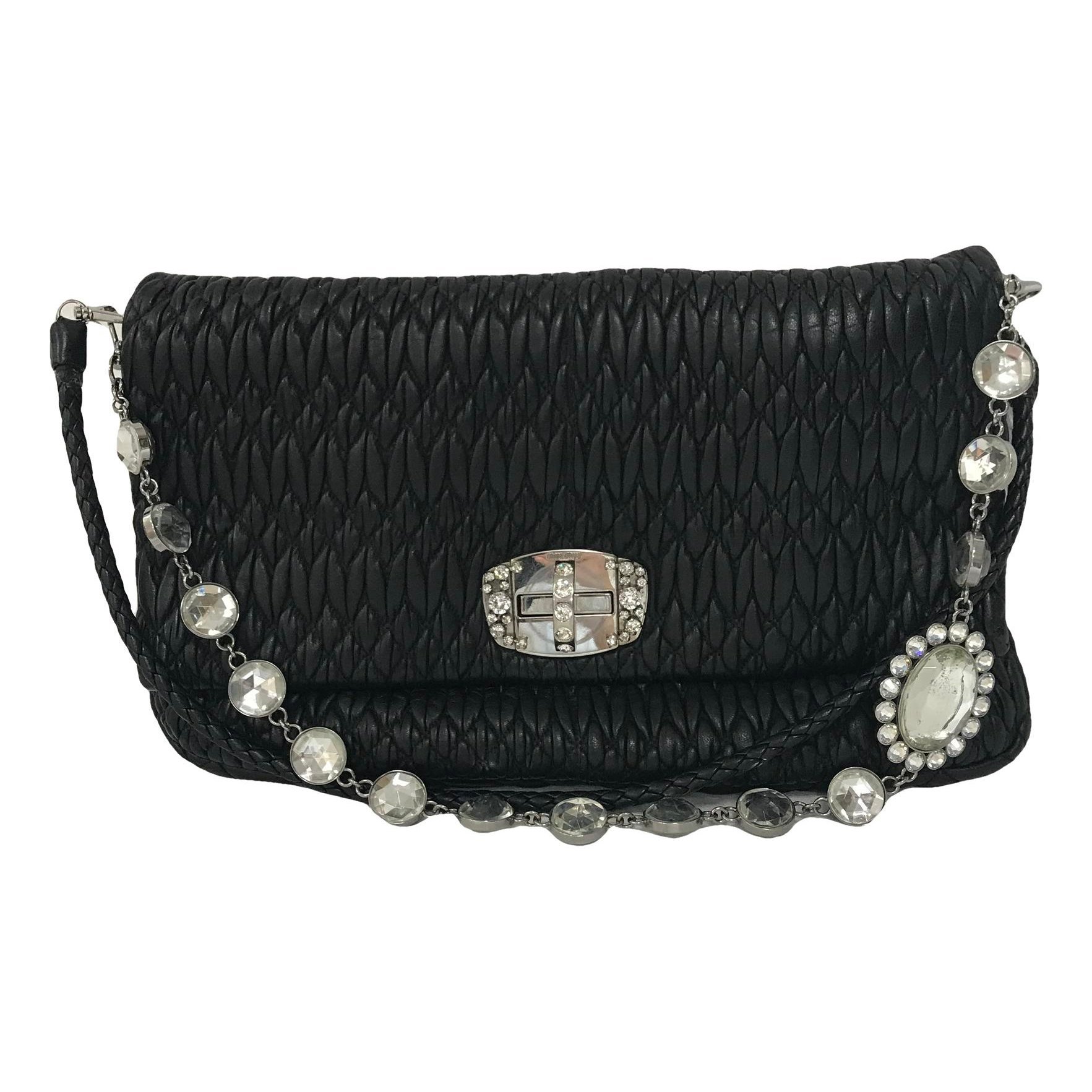 Miu Crystal leather handbag