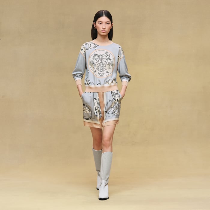 Gris Paruline "Ex-libris a Main Levee" Long-sleeve Twillaine Sweater