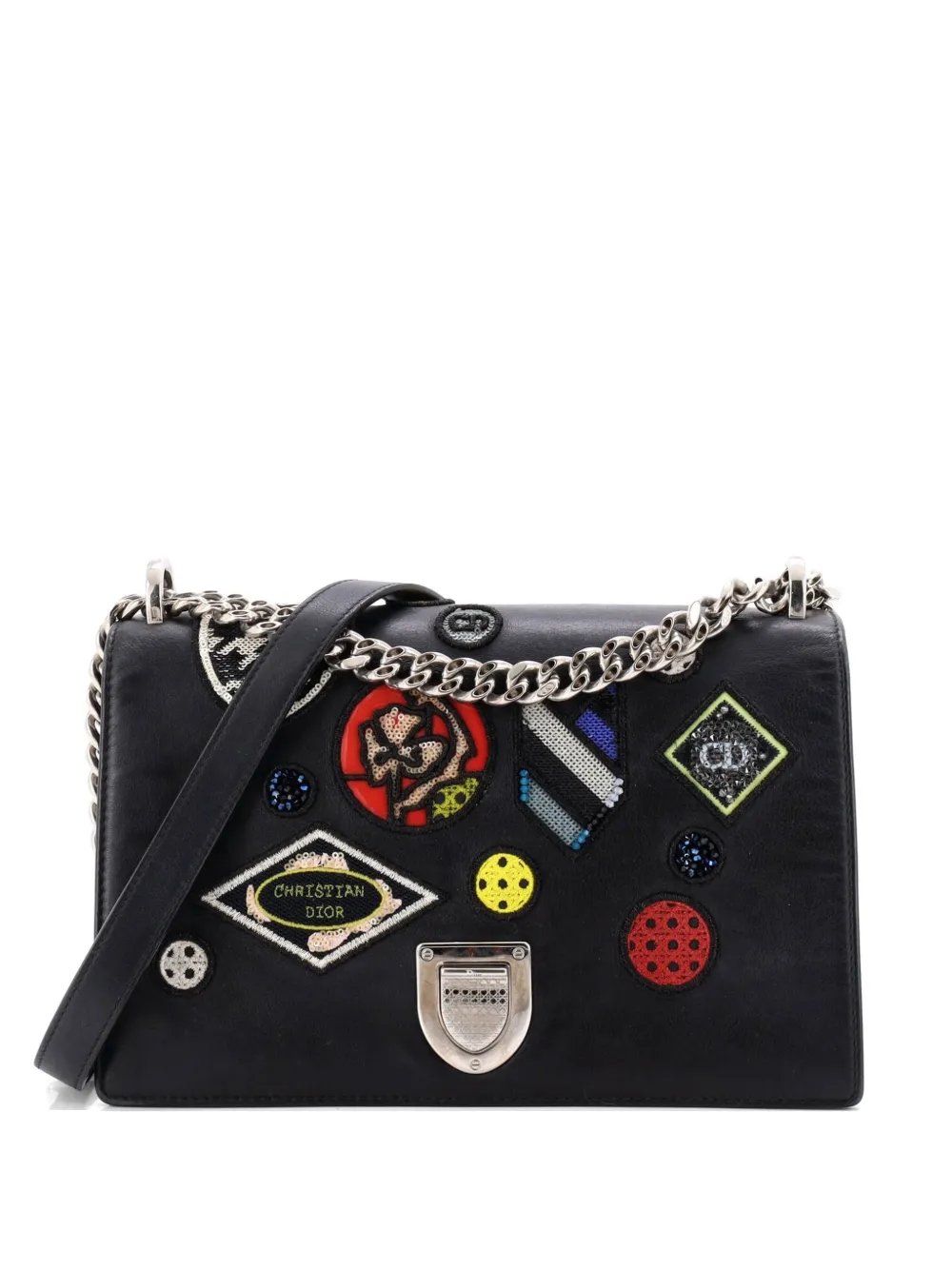 Diorama Flap Bag Patch Embellished Leather Medium shoulder bag