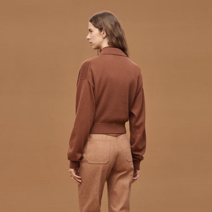 Marron Fauve High Collar Sweater