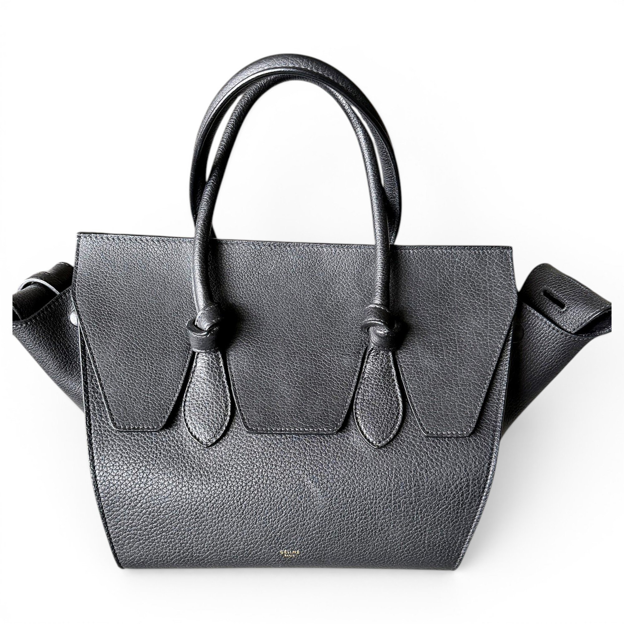 Tie leather handbag