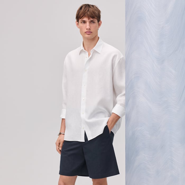 Blanc Boxy Fit Shirt With Louis Collar