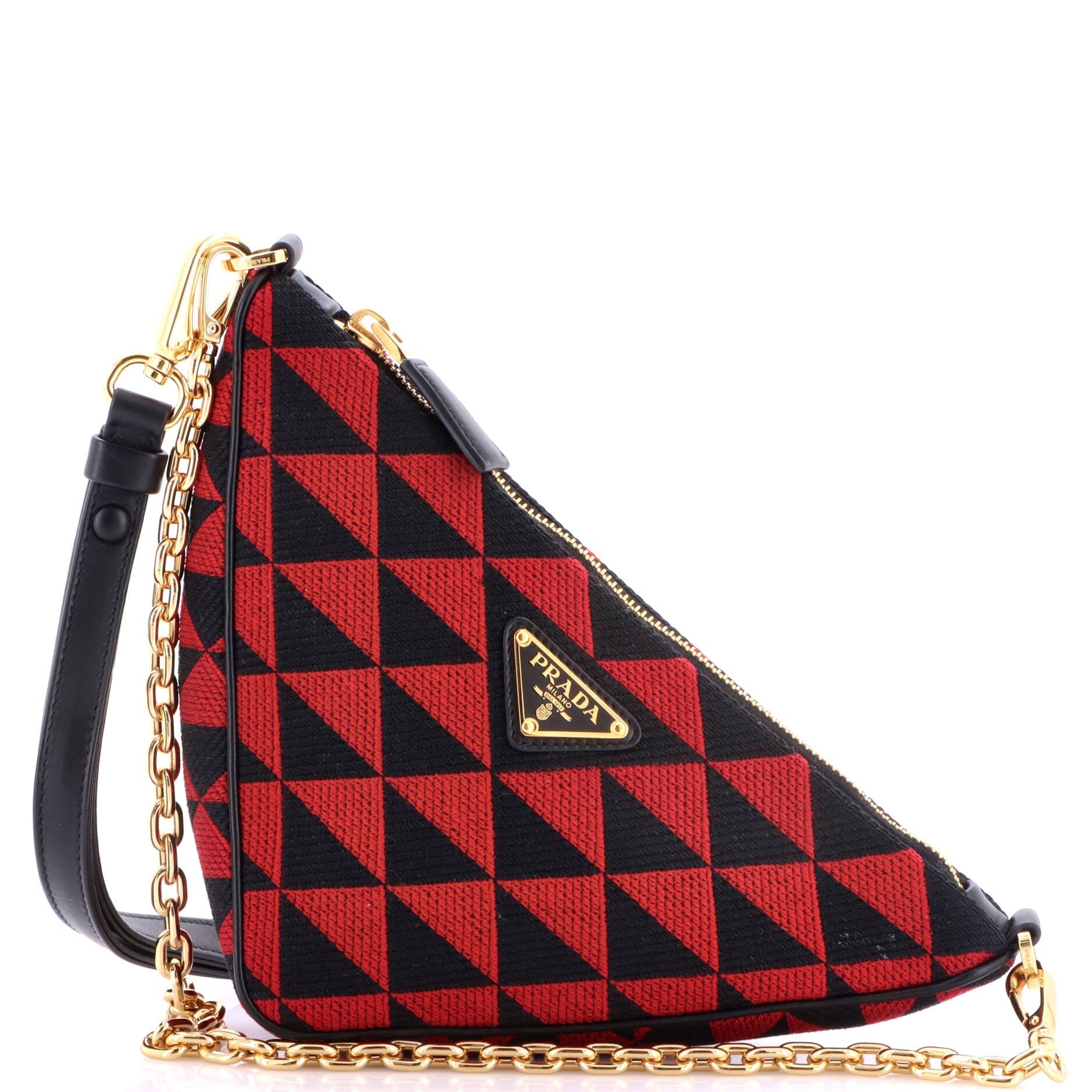 Symbole Triangle Bag Leather and Jacquard Mini