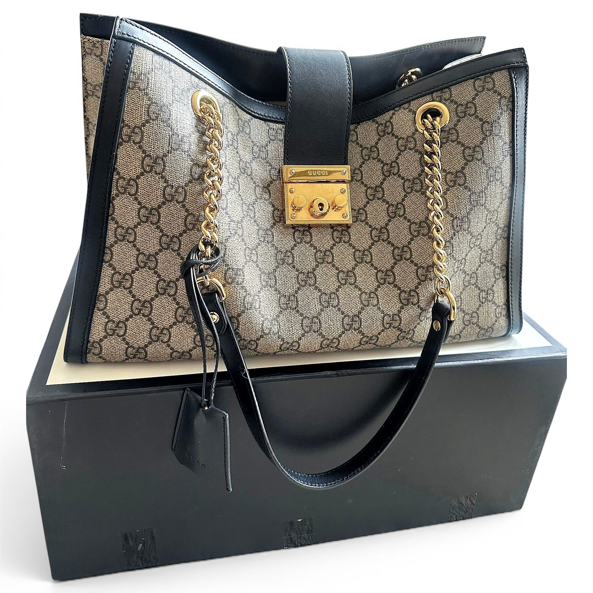 Padlock leather handbag