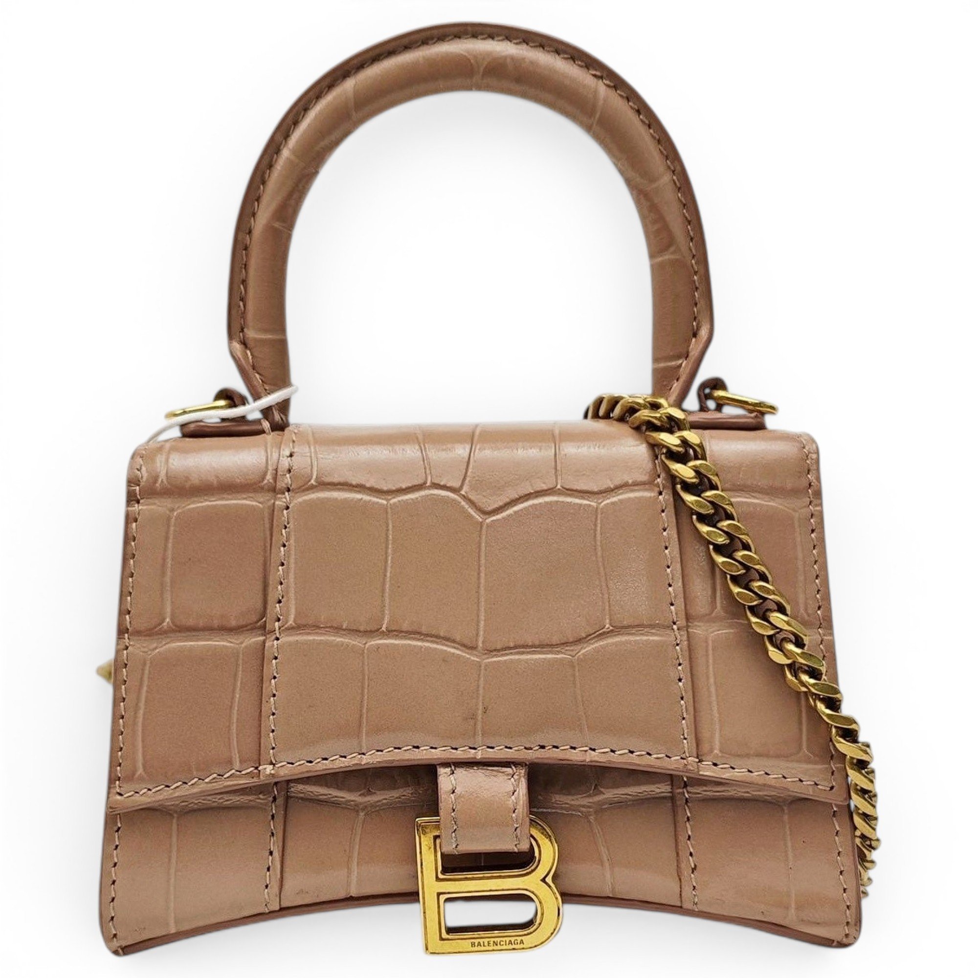 Hourglass leather handbag