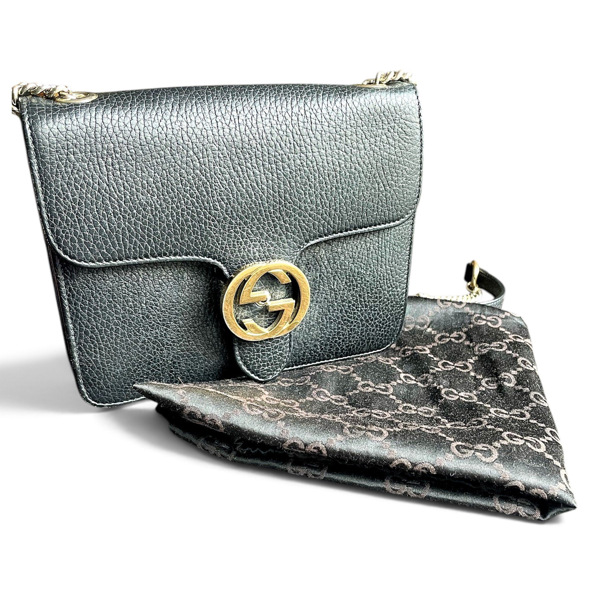 Interlocking leather handbag