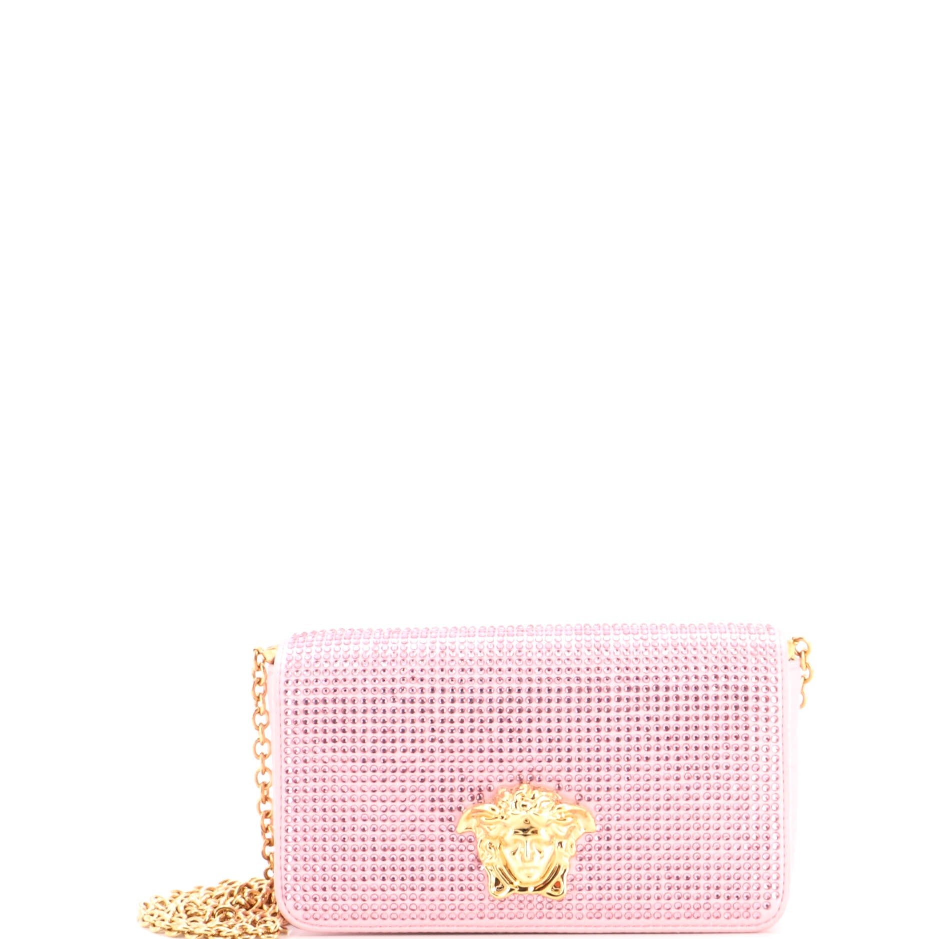 La Medusa Full Flap Clutch with Chain Crystal Embellished Satin