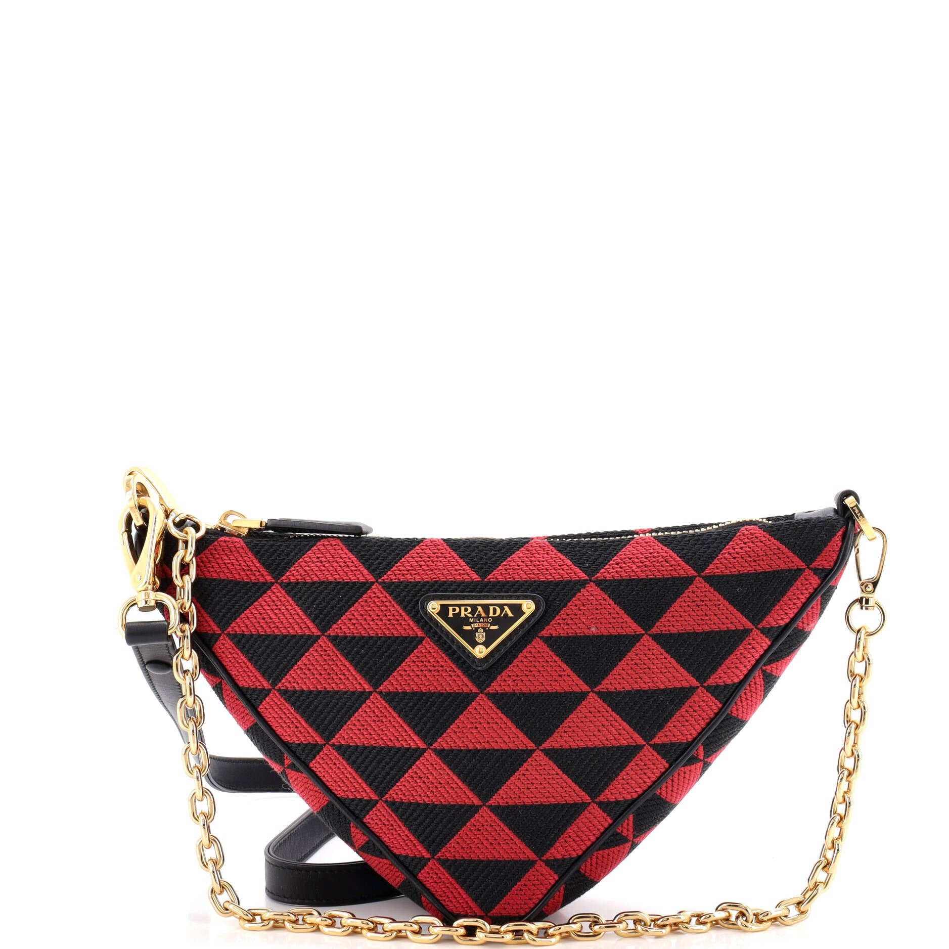 Symbole Triangle Bag Leather and Jacquard Mini