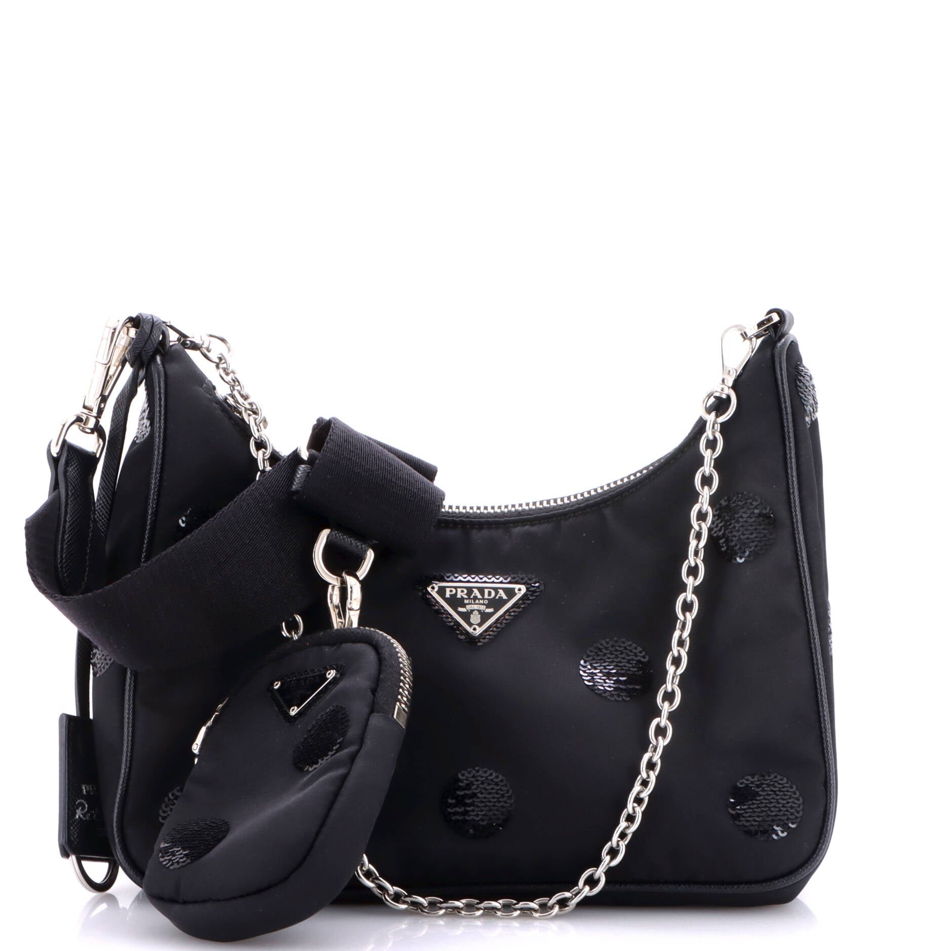 Re-Edition 2005 Shoulder Bag Sequin Embellished Tessuto Small