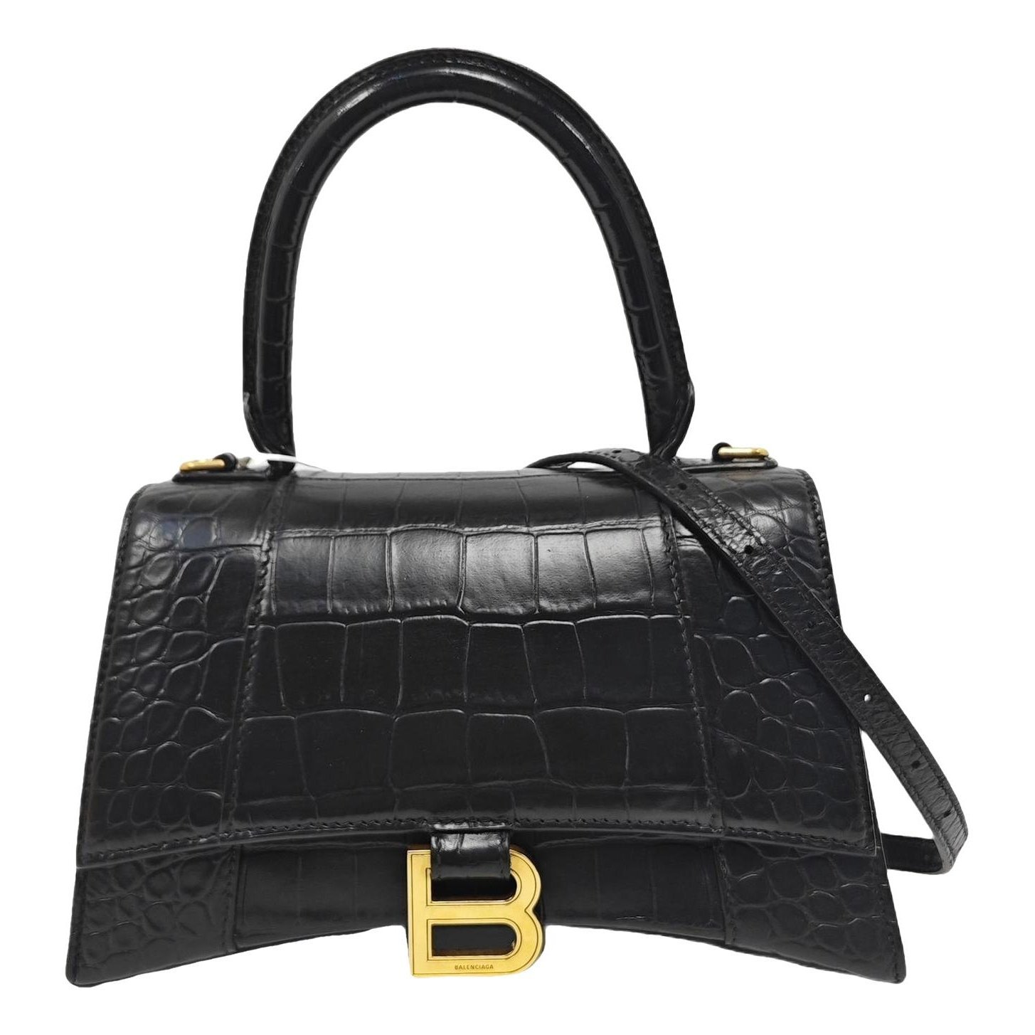 Hourglass leather handbag