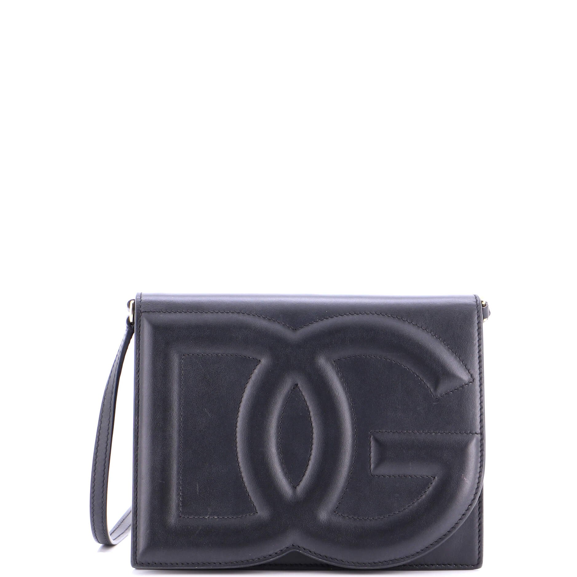 Dolce &amp; Gabbana DG Logo Flap Shoulder Bag Leather Small