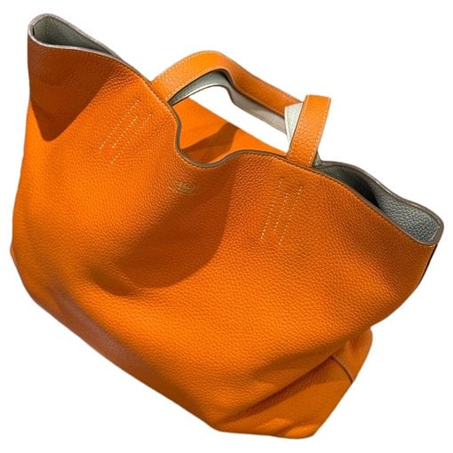 Double sens leather handbag
