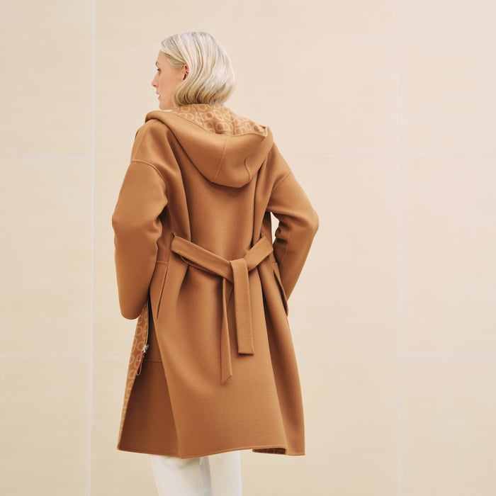 Marron Caramel Hooded Reversible Duffle-coat