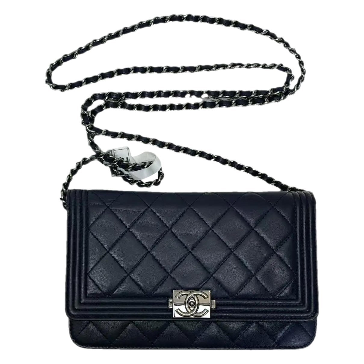Wallet On Chain Boy Half Flap leather handbag