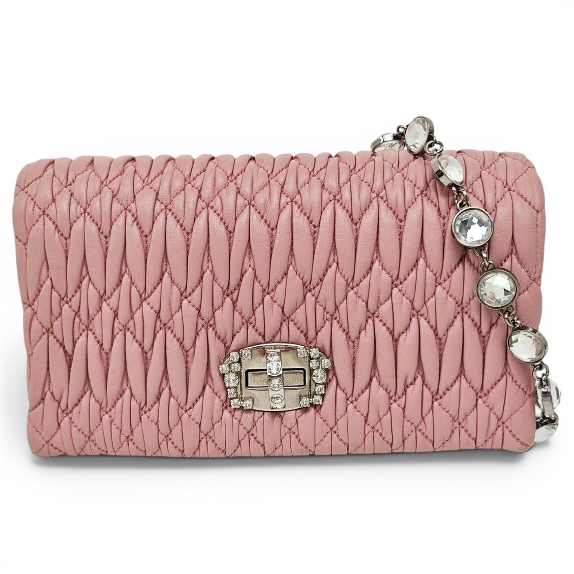 Miu Crystal leather handbag