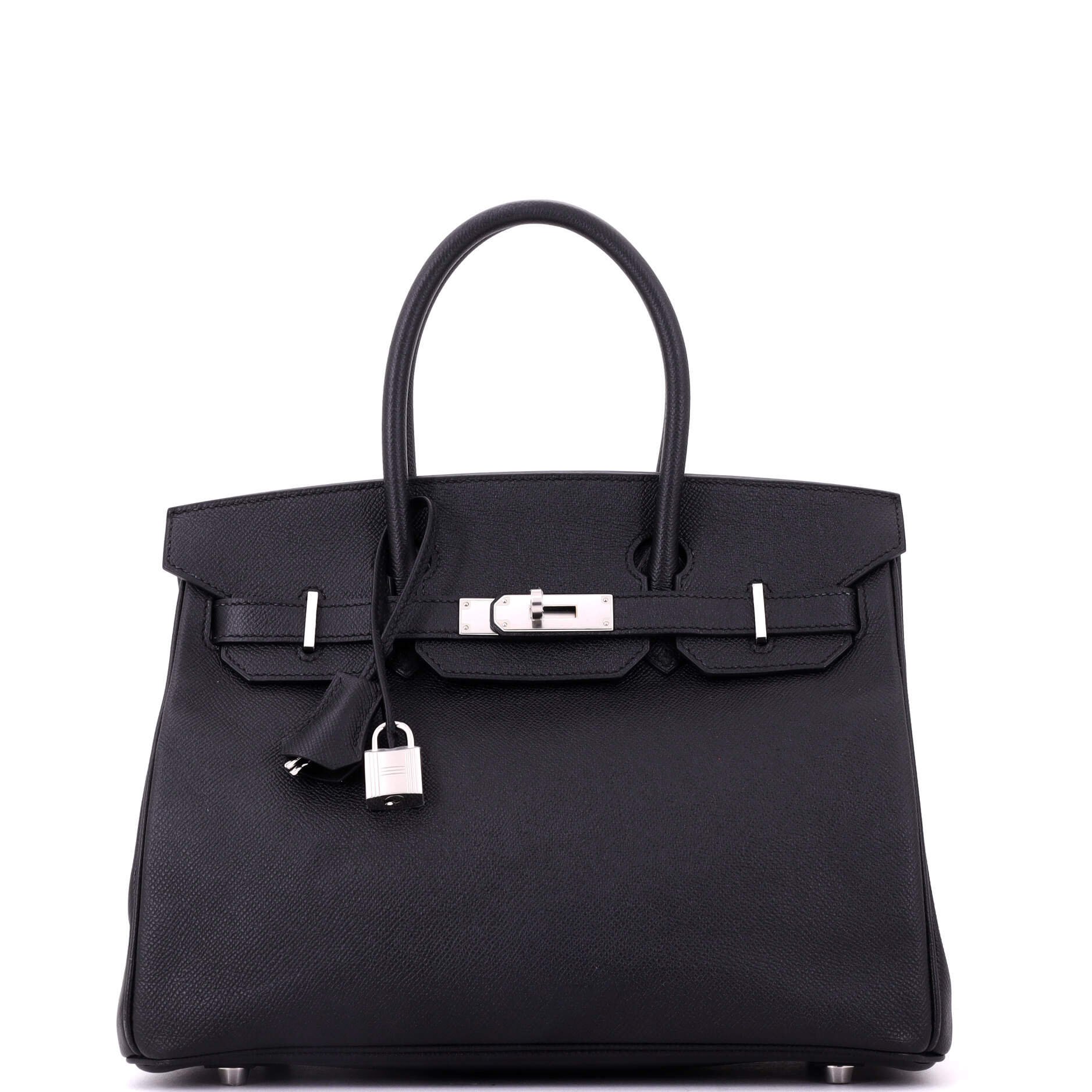Birkin Handbag Noir Epsom with Palladium Hardware 30