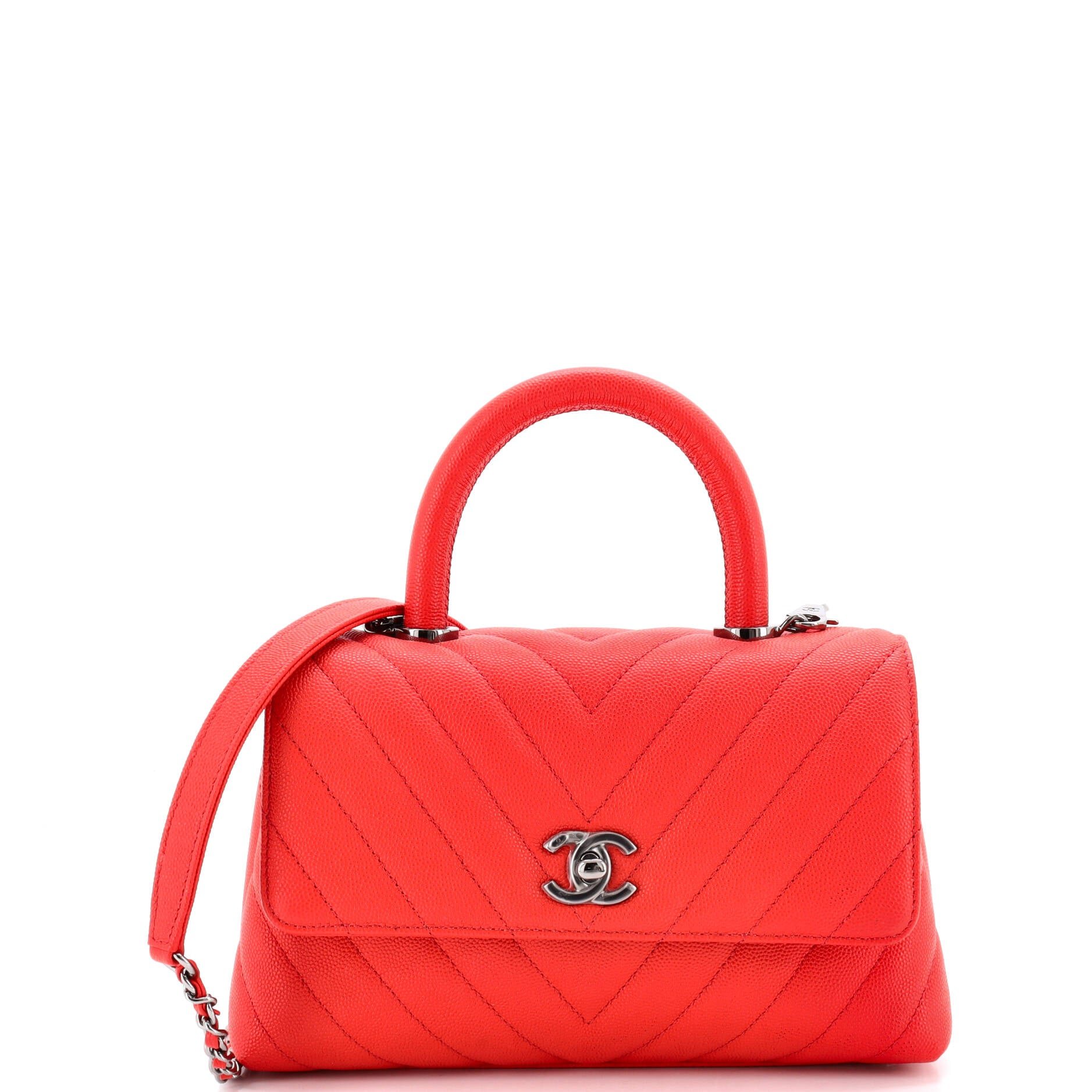Coco Top Handle Bag Chevron Caviar Mini