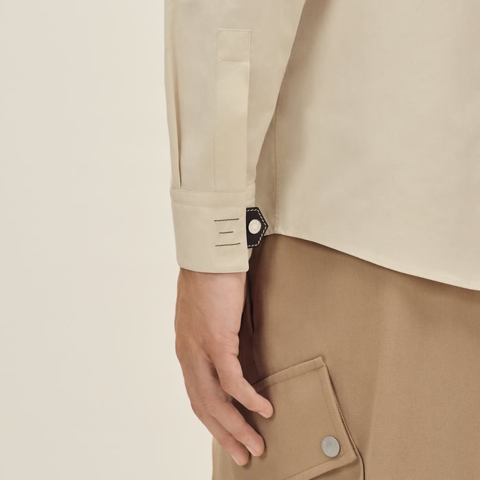 Ficelle Straight Cut Shirt With Leather Detail
