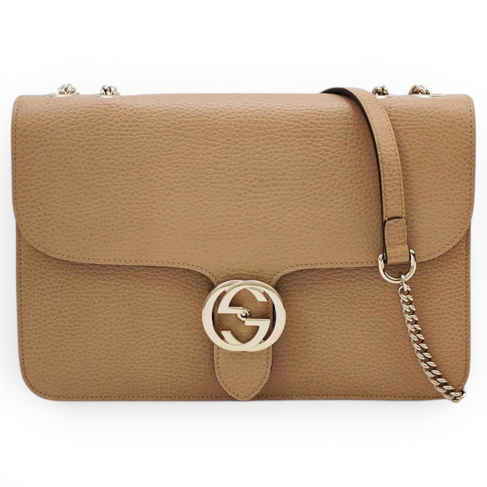Interlocking leather handbag