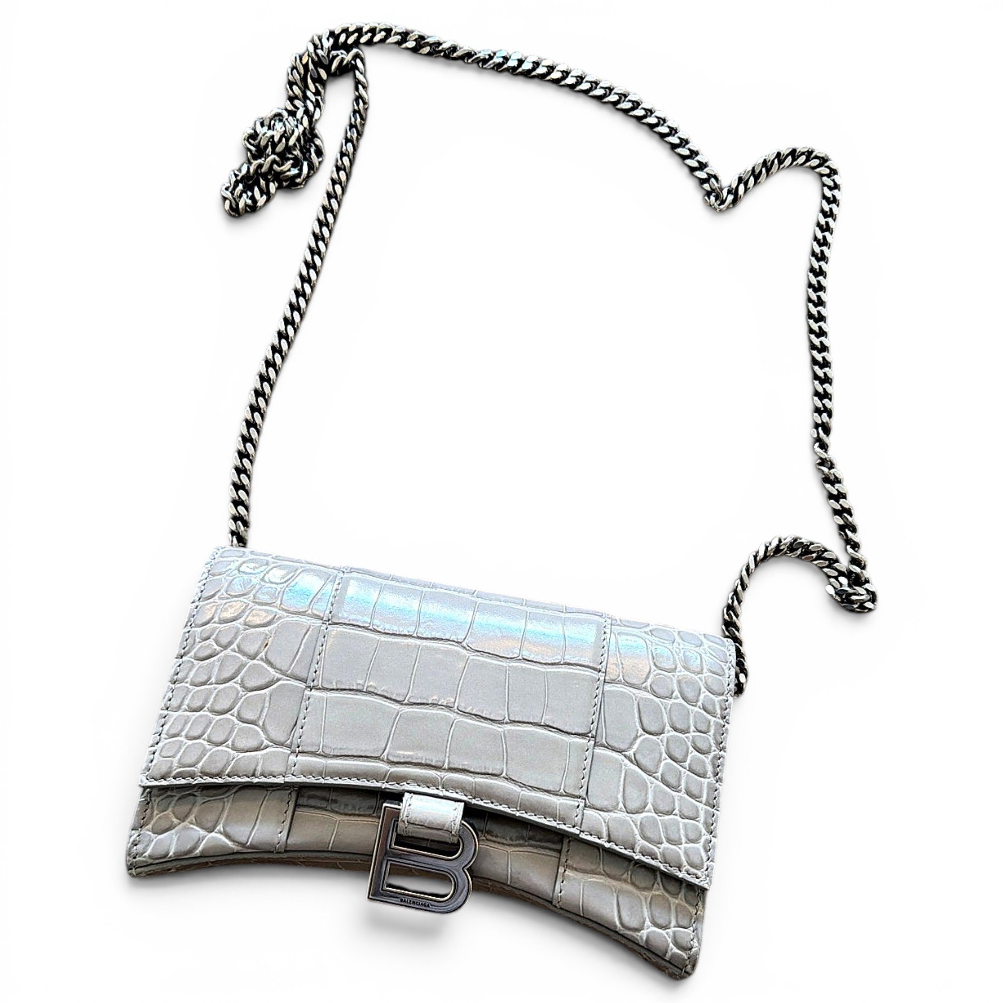 Hourglass leather crossbody bag