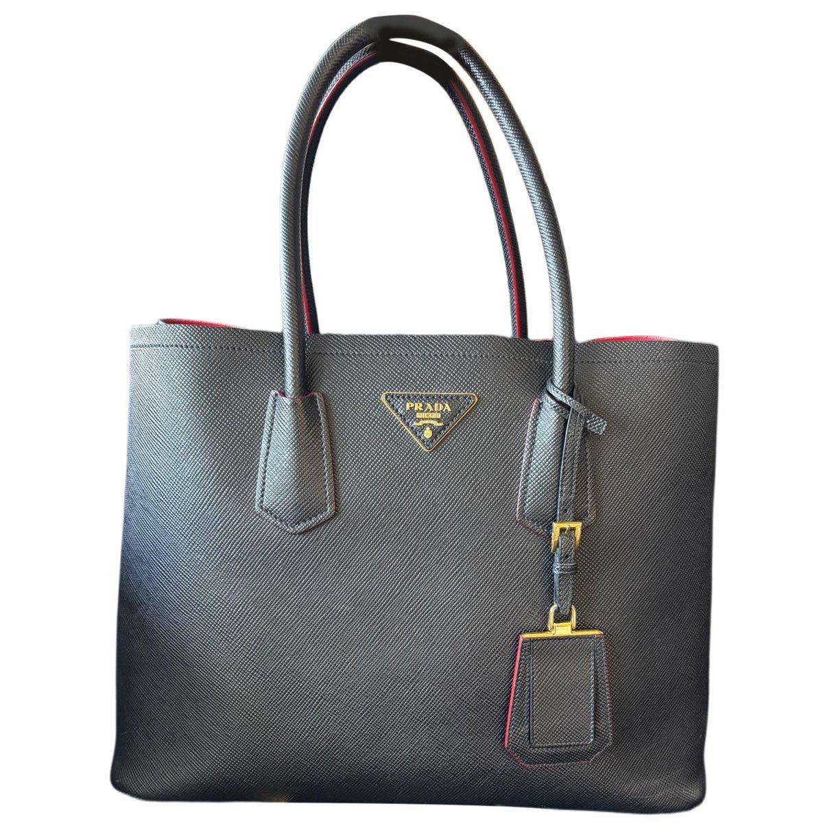 Double leather handbag