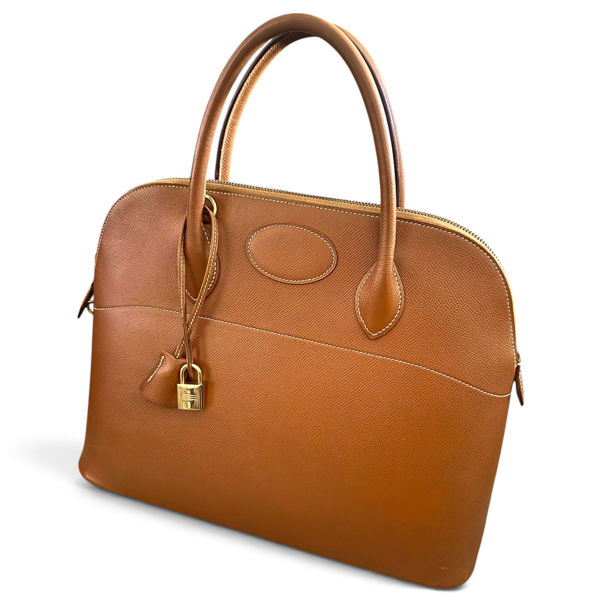 Hermes Bolide Handbag Gold Courchevel Leather 1996