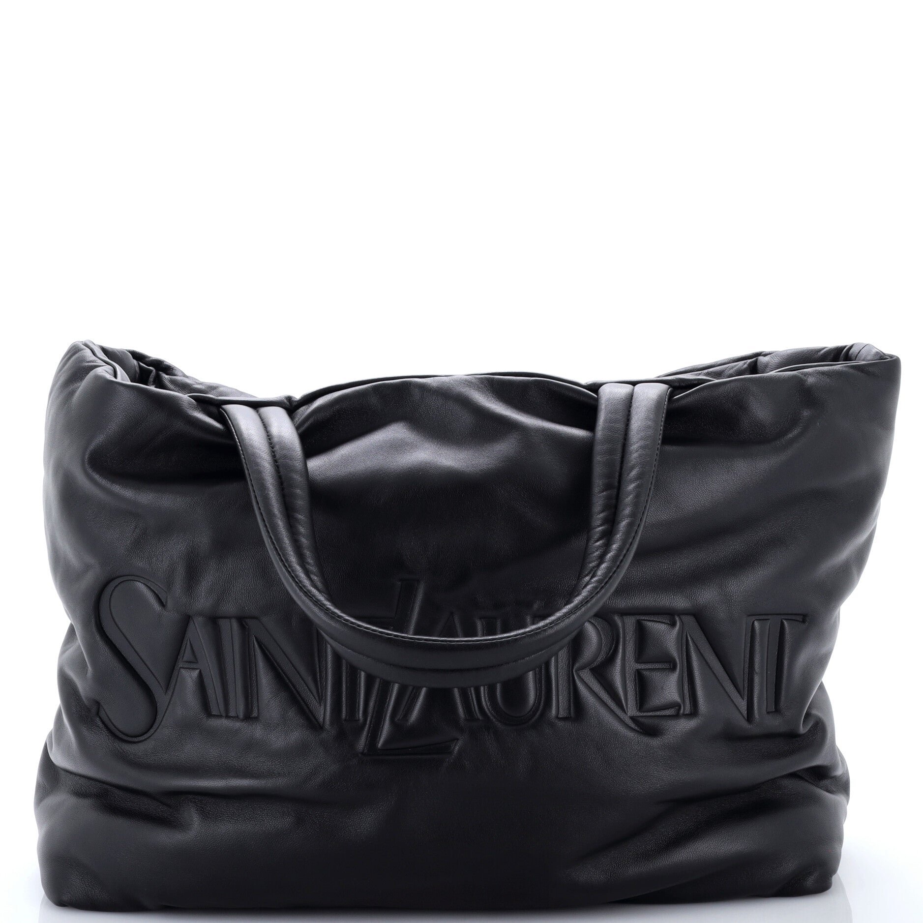 Debossed Logo Tote Padded Leather
