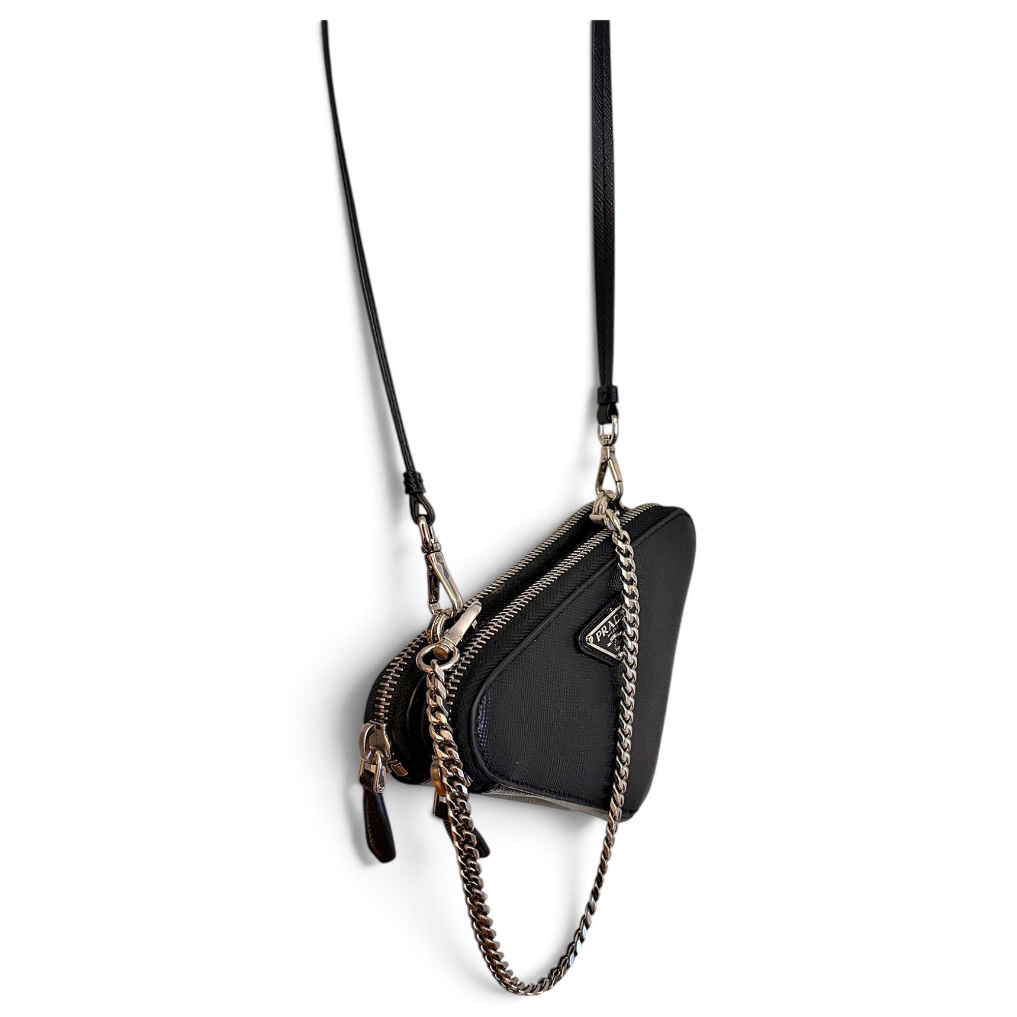 Triangle leather crossbody bag
