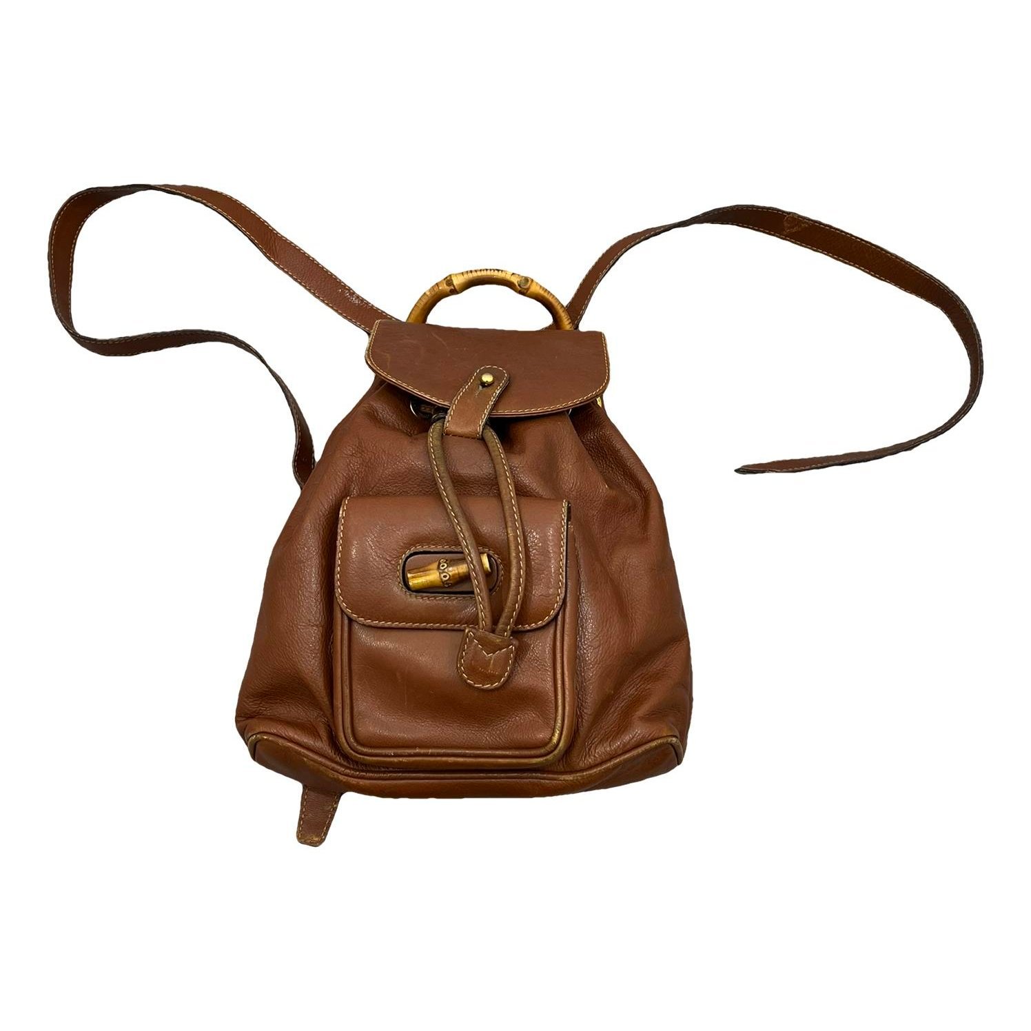 Bamboo Tassel Oval leather backpack