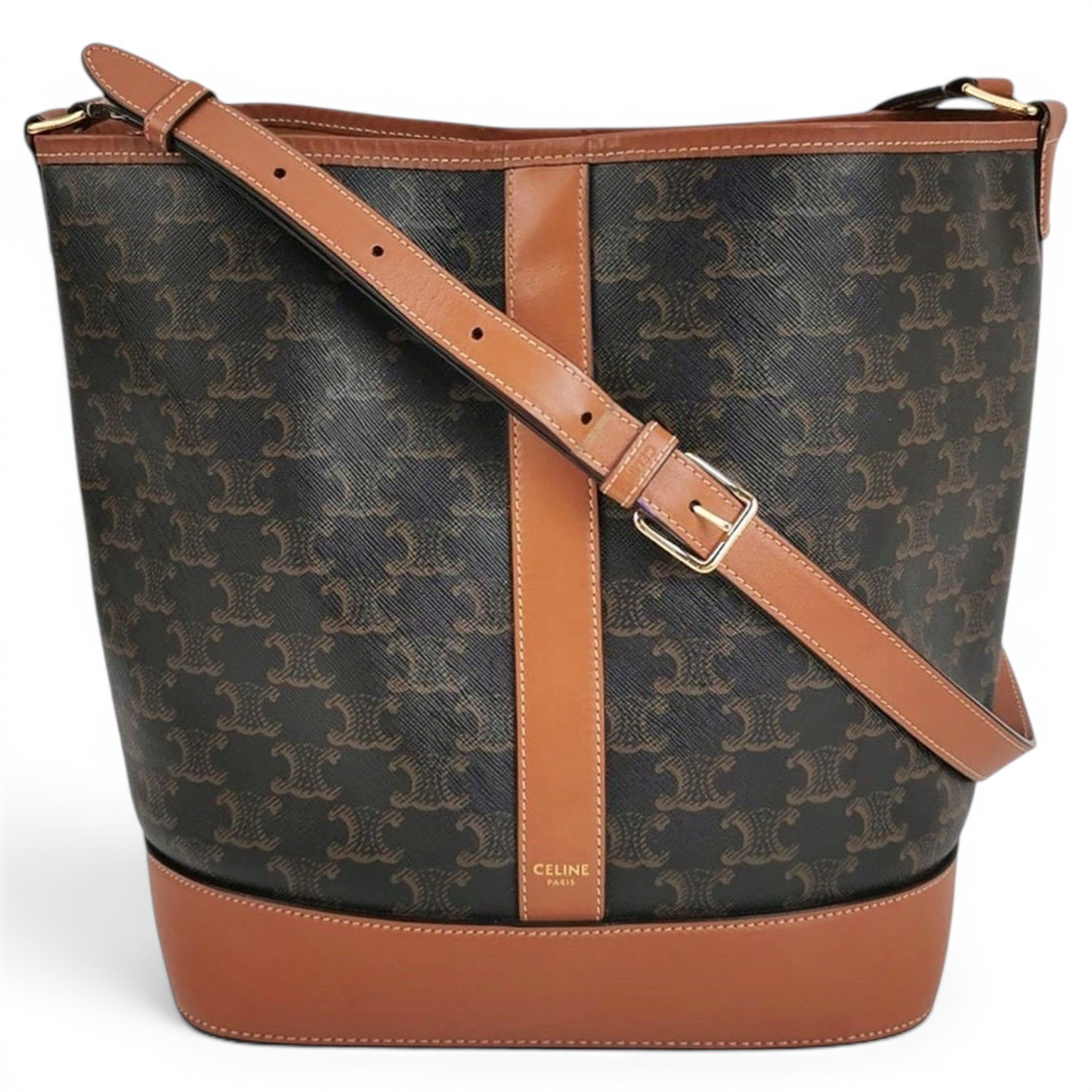Clasp Bucket leather handbag