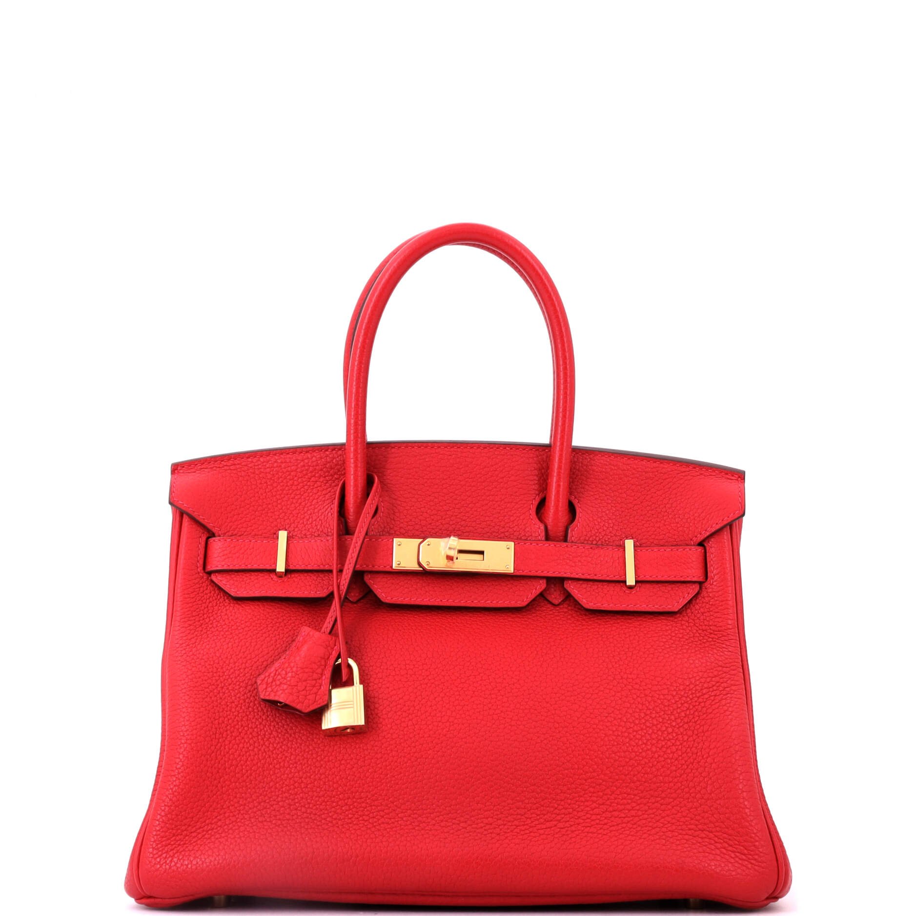 Birkin Handbag Rouge Casaque Clemence with Gold Hardware 30