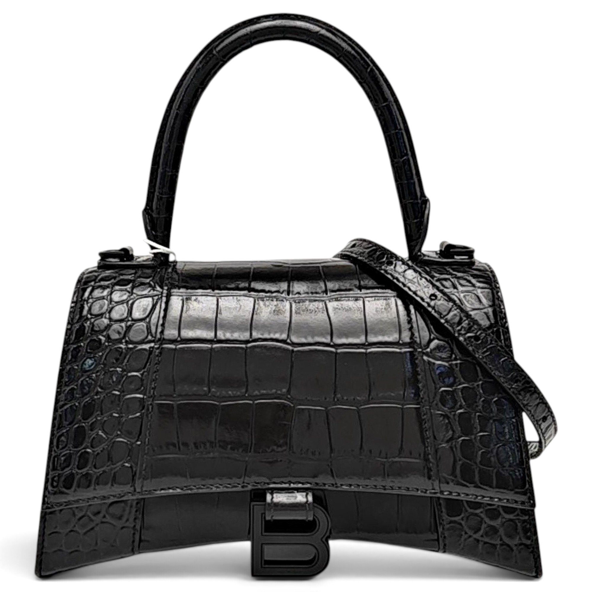 Hourglass leather handbag