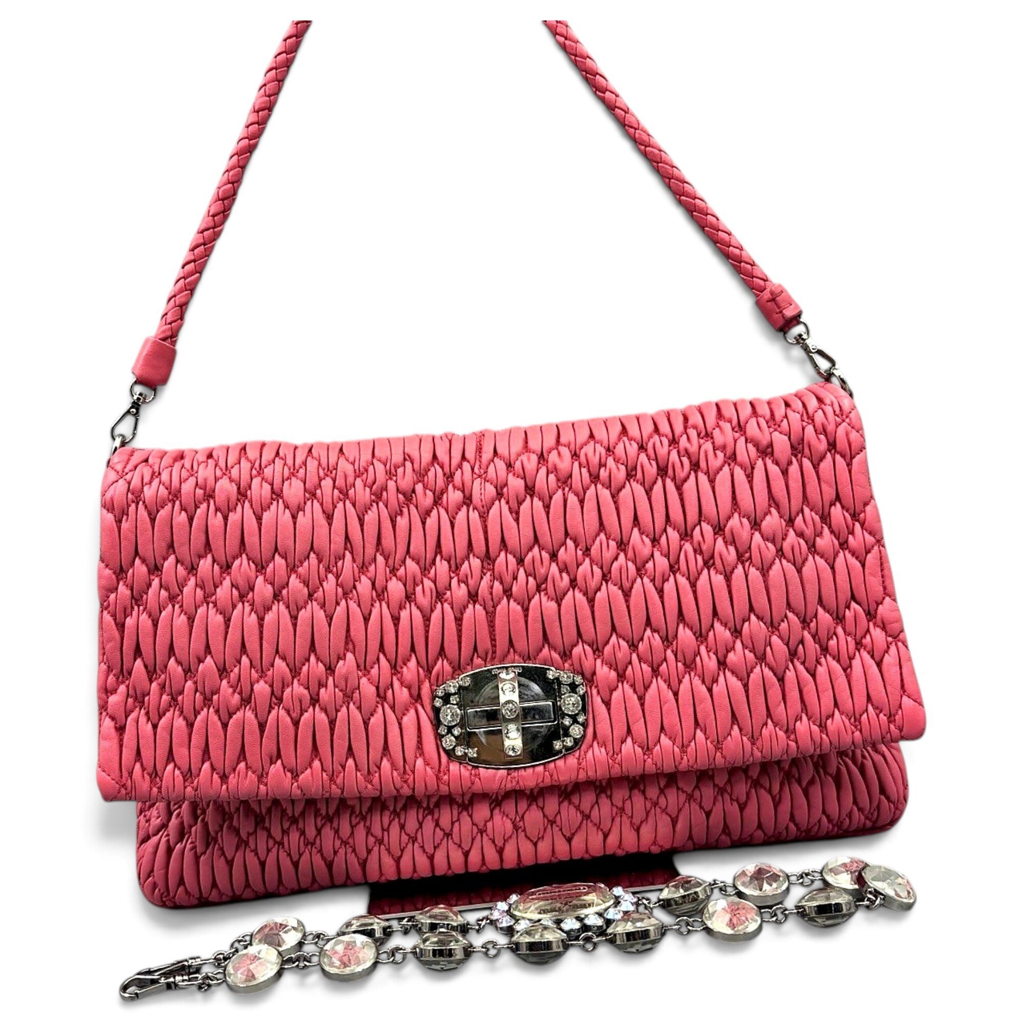 Miu Crystal leather handbag