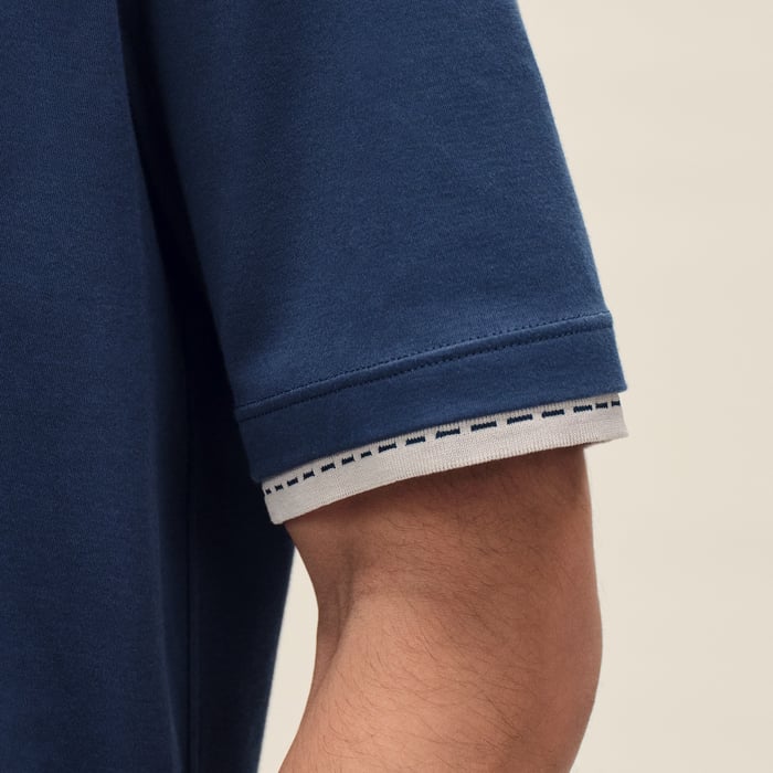 Indigo T-shirt With "Sellier" Detail
