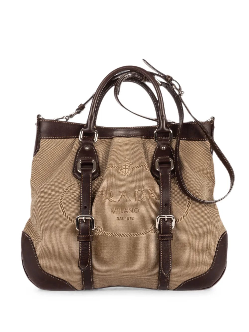 buckle-detail jacquard tote bag