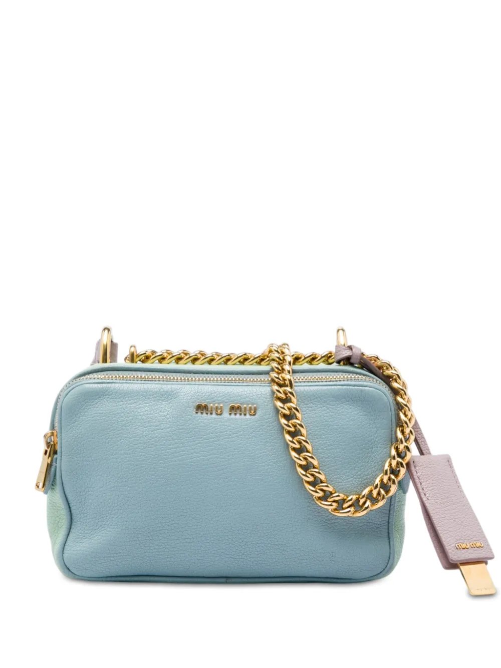 Miu Miu 2010-2026 Tricolor Goatskin Madras Double Zip Camera Bag crossbody bag