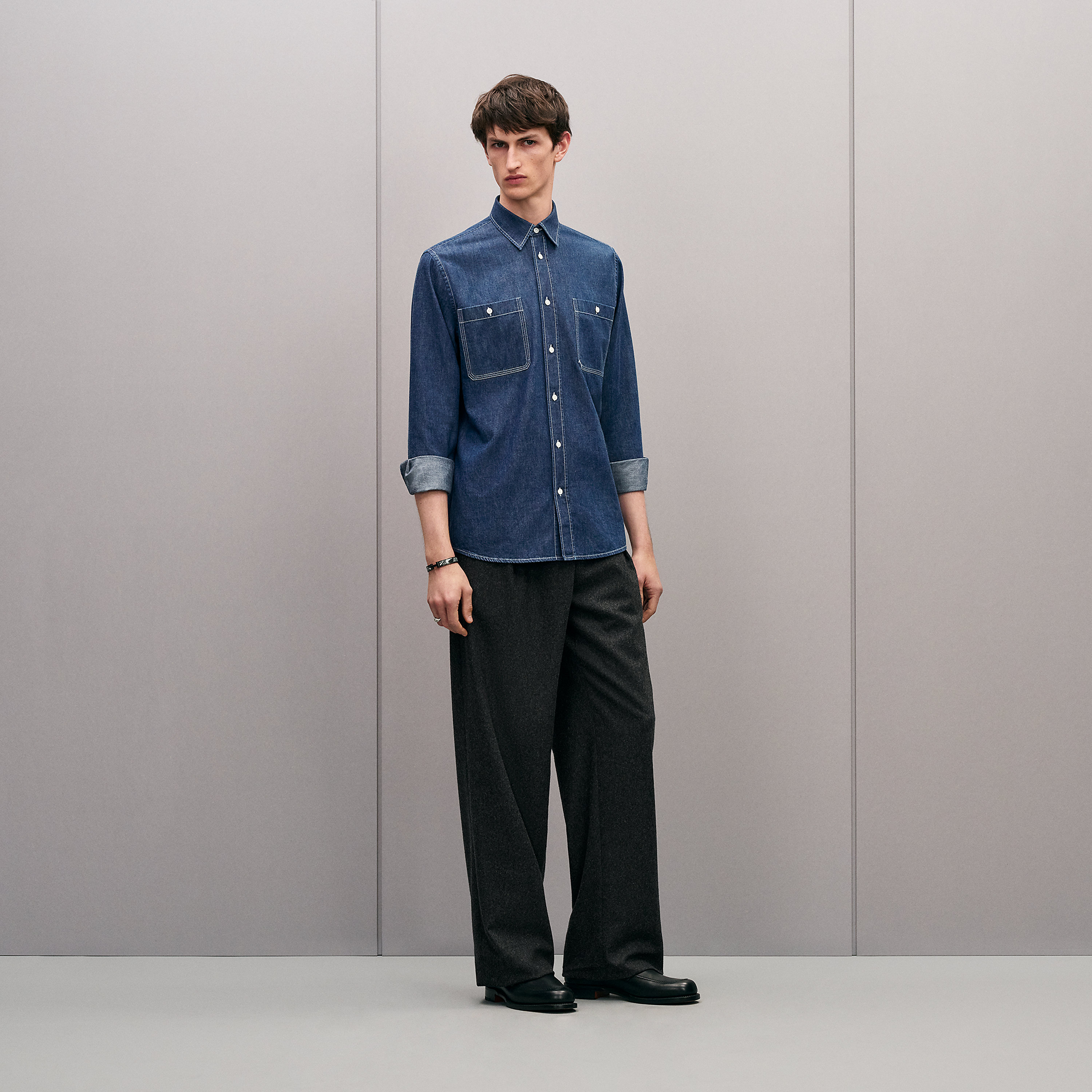 Straight cut denim shirt