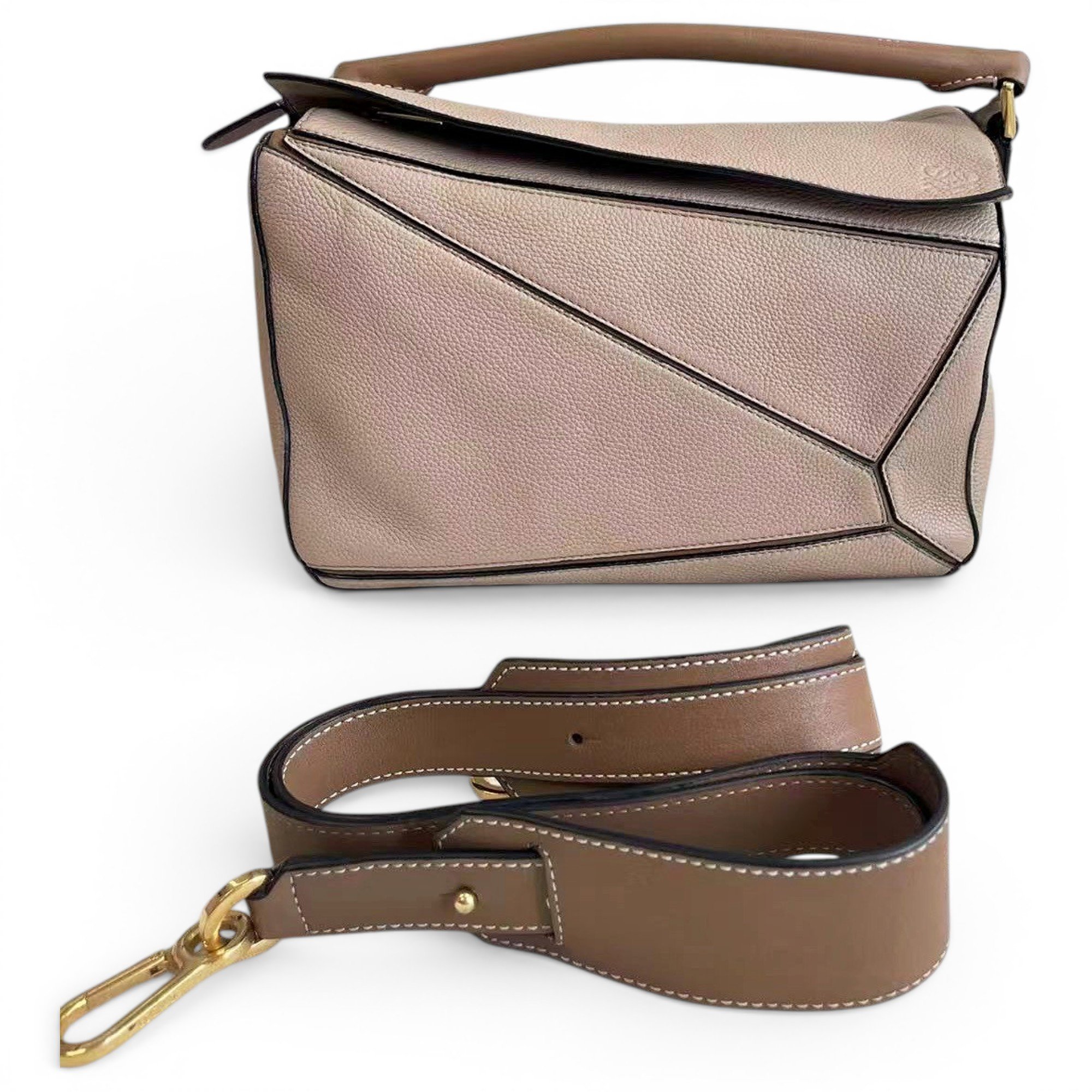 Puzzle leather handbag